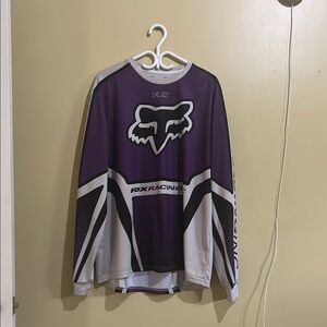 Fox Purple and White Long Sleeve Tee